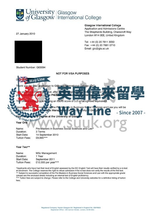 英國格拉斯哥大學商業社會科學和法律碩士預科