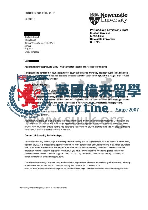 英國紐卡斯爾大學計算機安全和抗災能力碩士