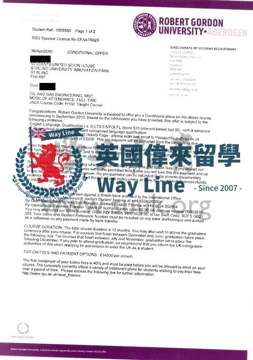 英國羅伯特戈登大學石油與天然氣工程碩士課程