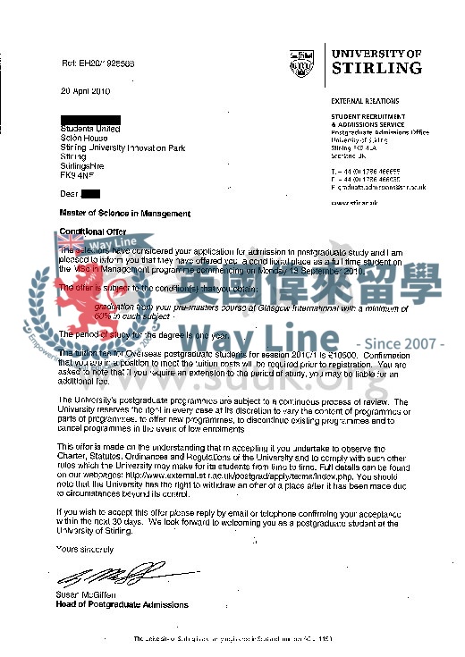 英國斯特林大學管理學碩士