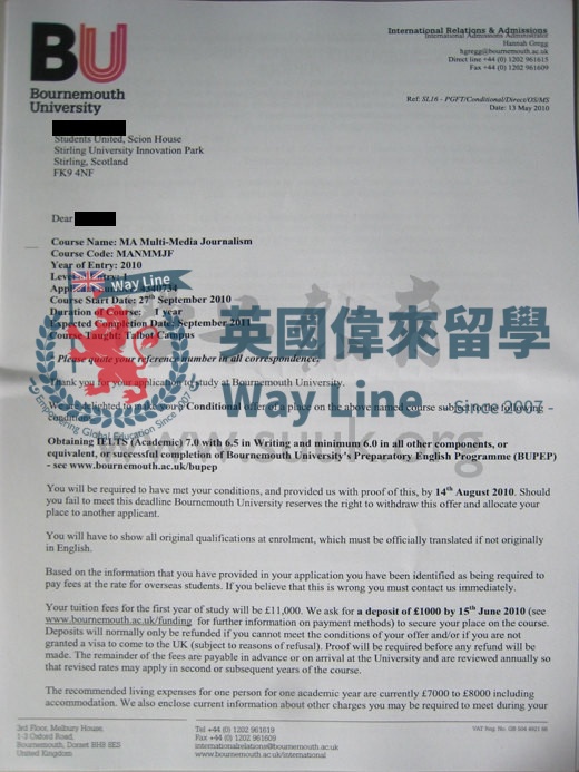 英國伯恩茅斯大學多媒體新聞學碩士