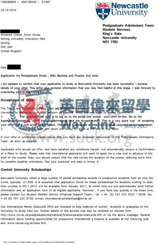 英國紐卡斯爾大學銀行與金融學碩士