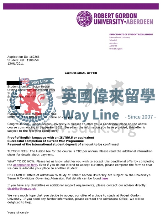 英國羅伯特戈登大學人力資源管理學碩士