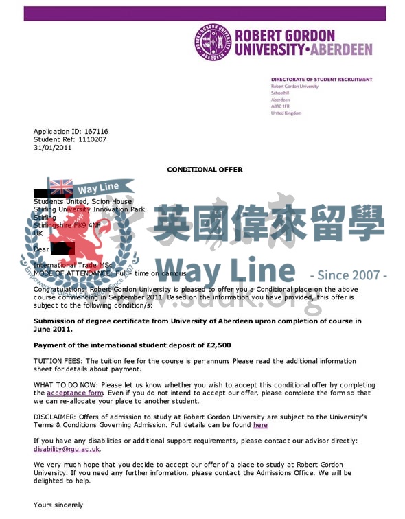 英國羅伯特戈登大學國際貿易學碩士