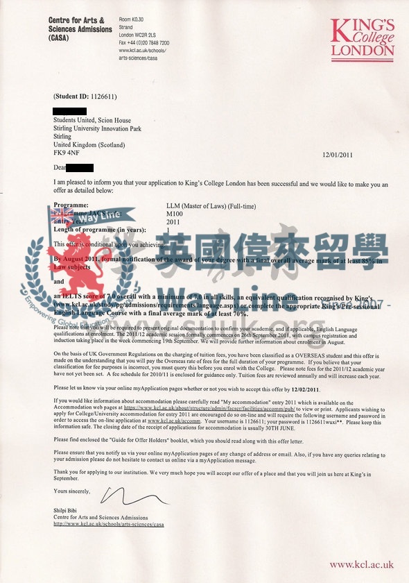 英國倫敦大學國王學院法學碩士