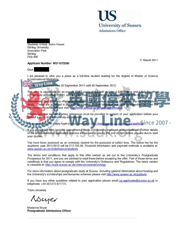 英國薩塞克斯大學國際市場營銷學碩士