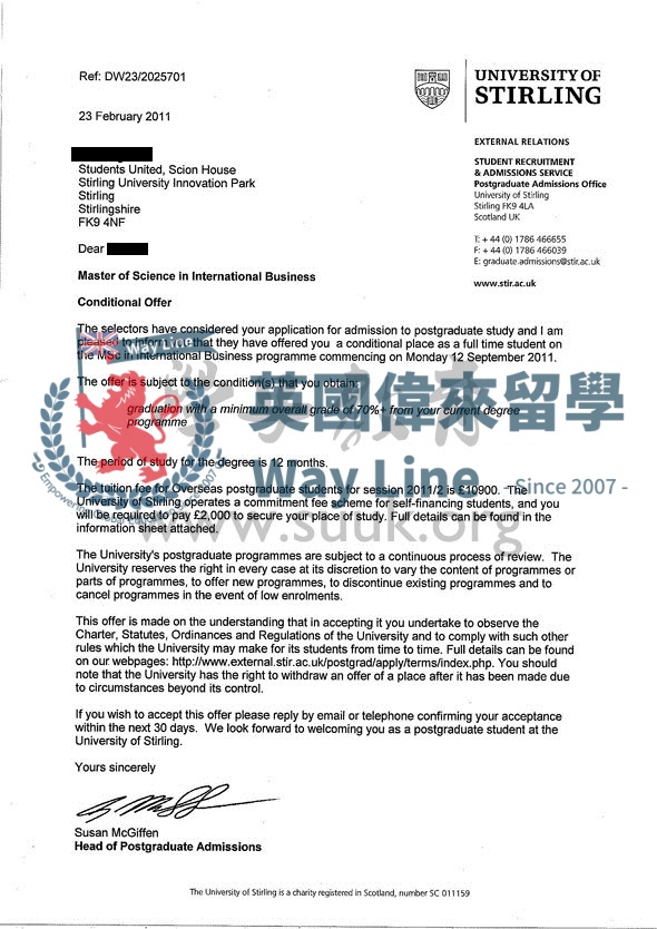 英國斯特林大學國際商務學碩士