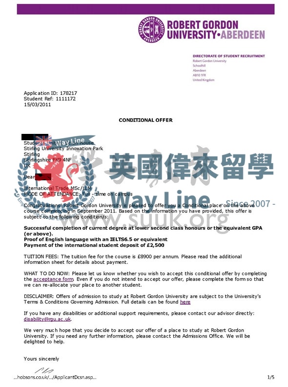 英國羅伯特戈登大學國際貿易學碩士