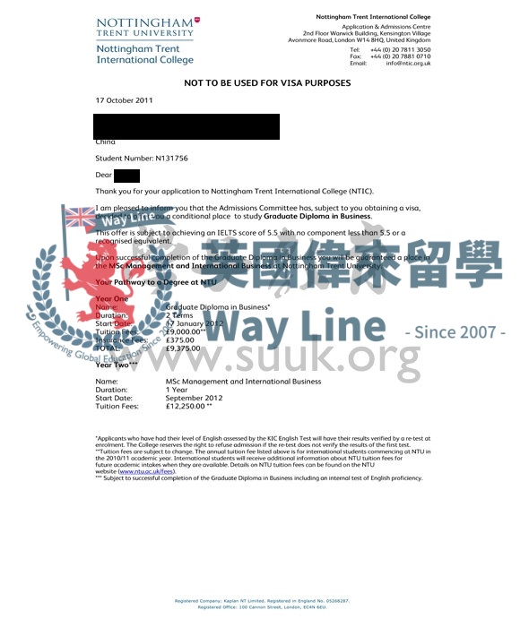英國諾丁漢特倫特大學商務學碩士預科