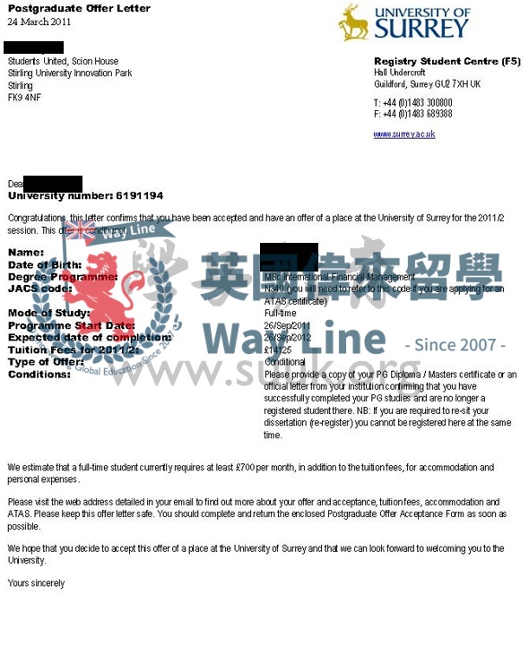 英國薩里大學國際金融管理學碩士