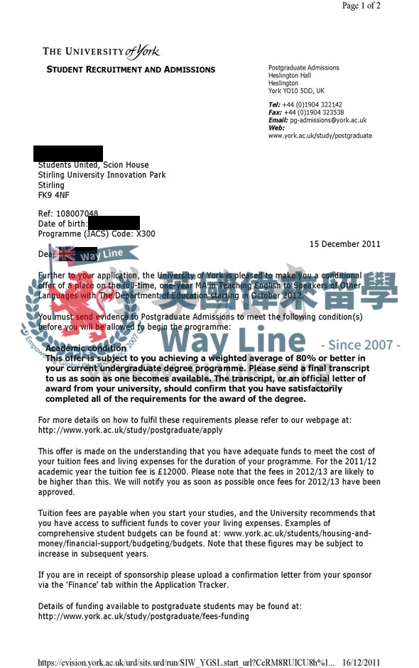 英國約克大學英語教學碩士