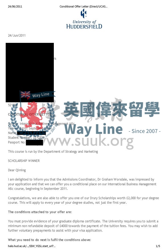 英國哈德斯菲爾德大學國際商務管理學碩士