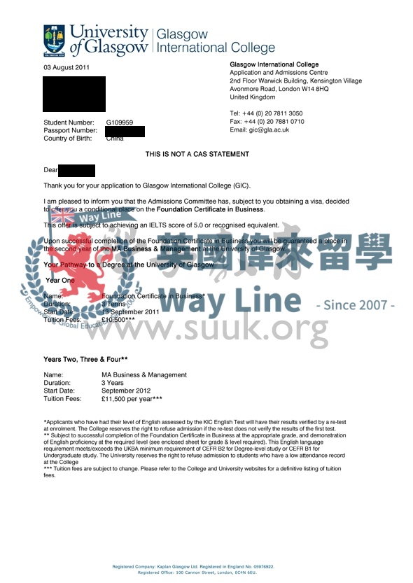 英國格拉斯哥大學商務學本科預科