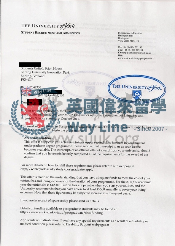 英國約克大學語言學碩士