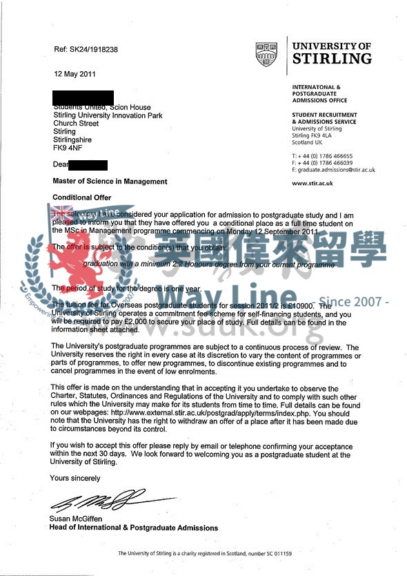 英國斯特林大學管理學碩士
