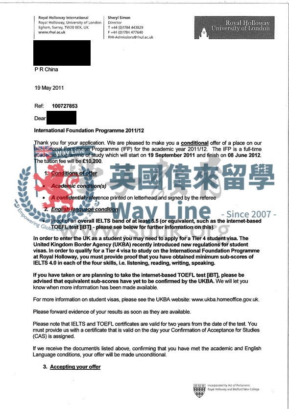 英國倫敦大學皇家霍洛威國際預科課程