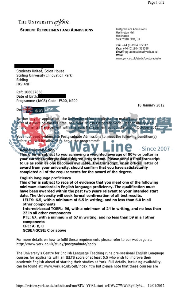 英國約克大學企業社會責任與環境管理學碩士