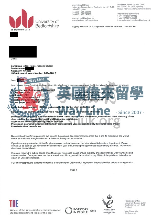 英國貝德福德大學商務和管理學碩士