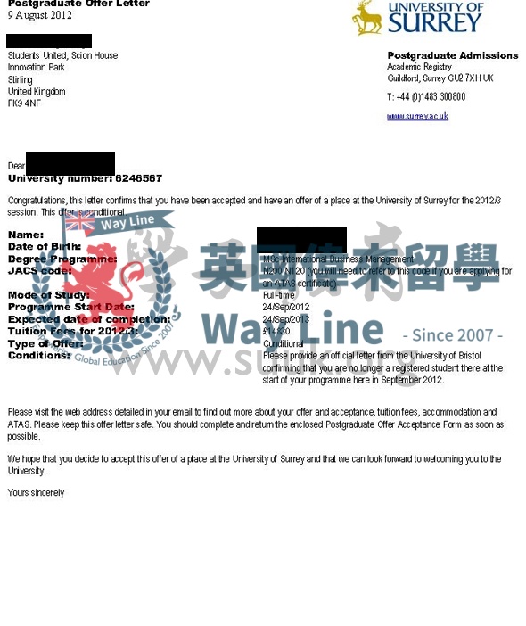 英國薩里大學國際商務管理學碩士