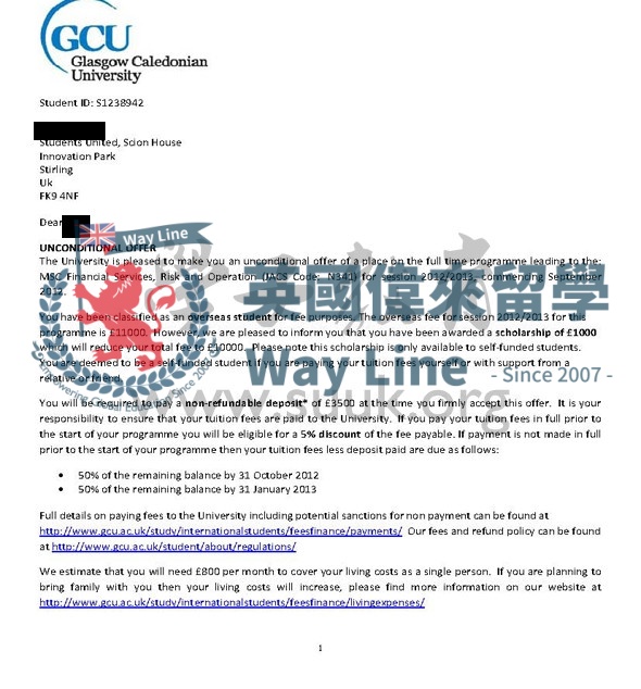 英國格拉斯哥喀裏多尼亞大學金融服務，風險和運營學碩士