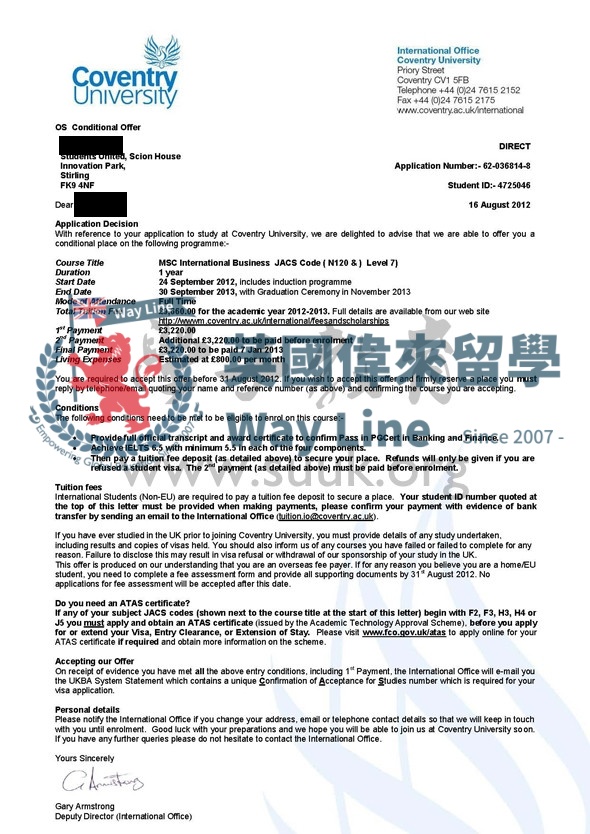 英國考文垂大學國際商務學碩士