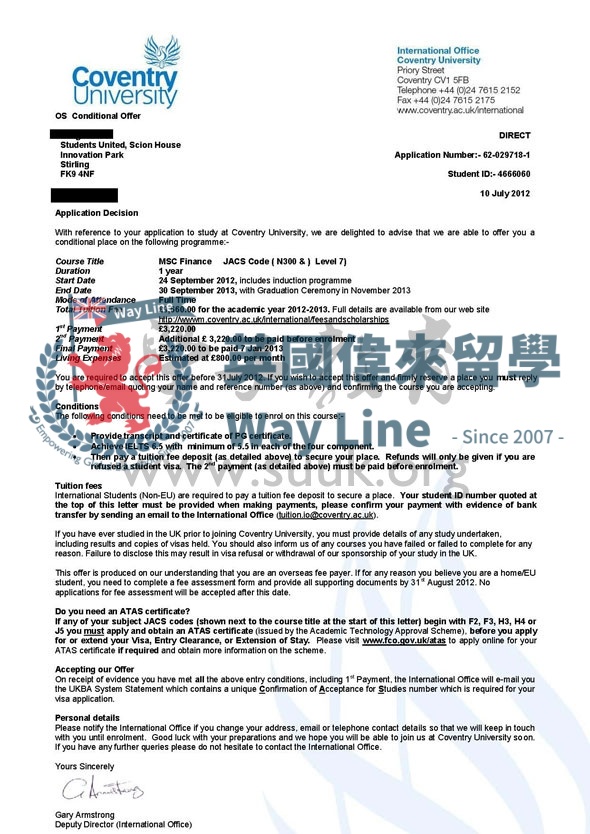 英國考文垂大學金融學碩士