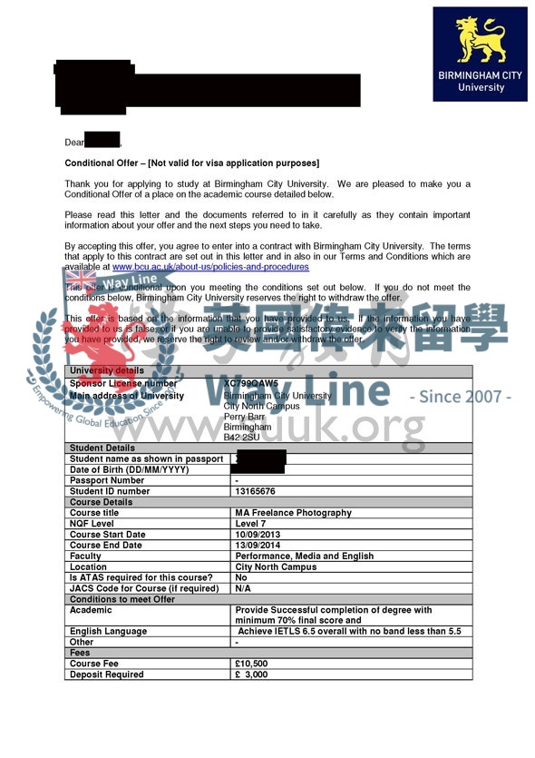 英國伯明翰城市大學自由攝影碩士