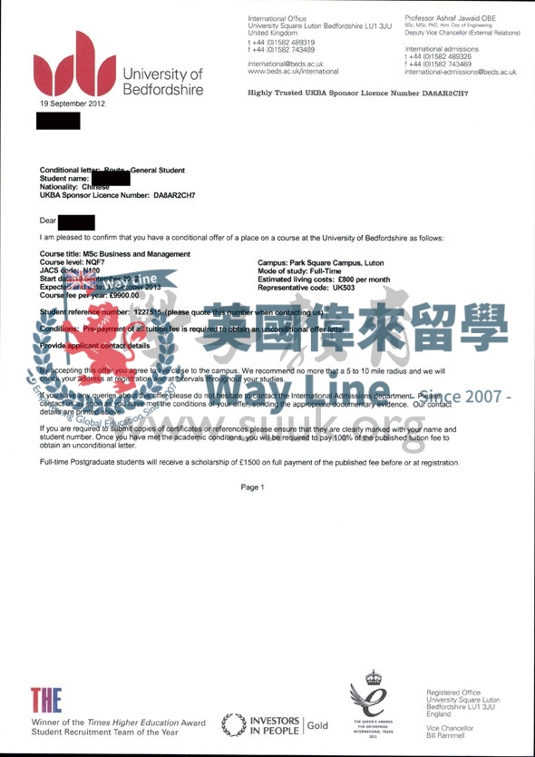 英國貝德福德大學商務和管理碩士