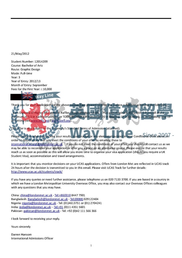 英國倫敦大都會大學插讀平面設計專業本科最後一年