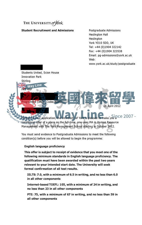 英國約克大學人力資源管理碩士