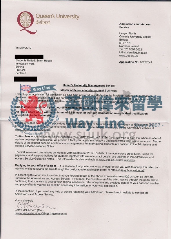 英國貝爾法斯特女王大學國際商務碩士