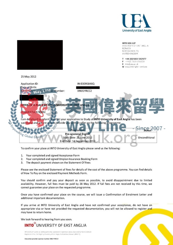 英國東英格利亞大學12周語言課程