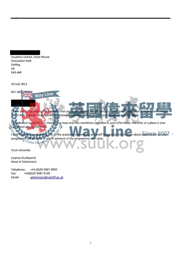 英國卡迪夫大學物流和運營管理碩士