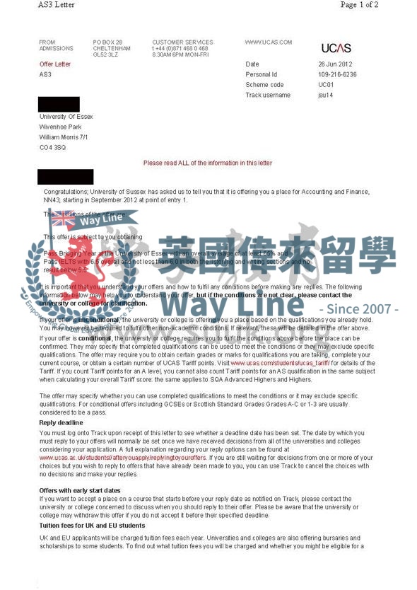 英國薩塞克斯大學會計與財務本科