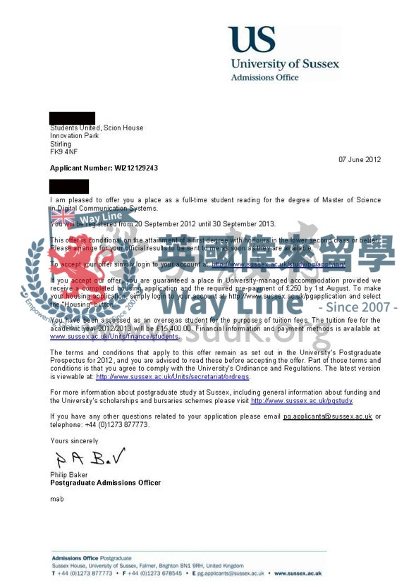 英國薩塞克斯大學數字通信系統碩士