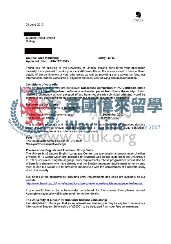 英國林肯大學市場學碩士