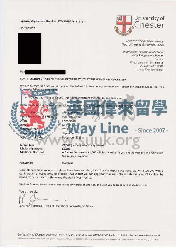 英國切斯特大學市場管理碩士