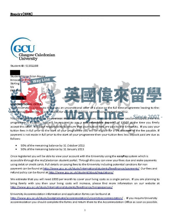 英國格拉斯哥卡里多尼亞大學管理學碩士