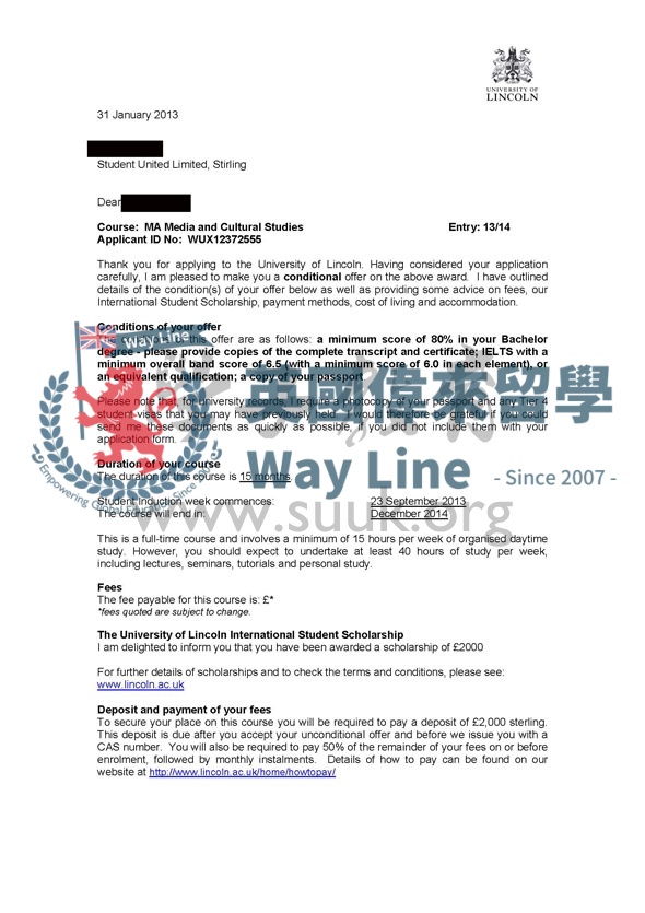 英國林肯大學媒體和文化研究碩士
