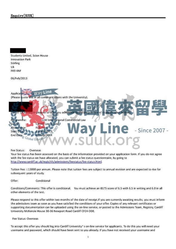 英國卡迪夫大學國際商法碩士
