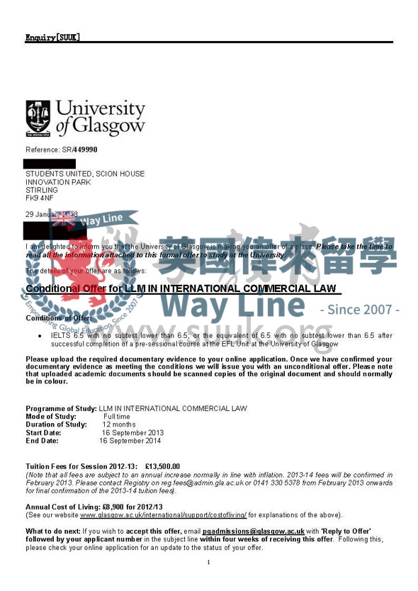 英國格拉斯哥大學國際商法碩士