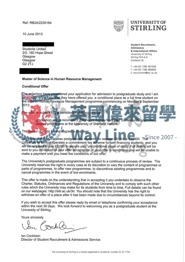 英國斯特林大學人力資源管理碩士