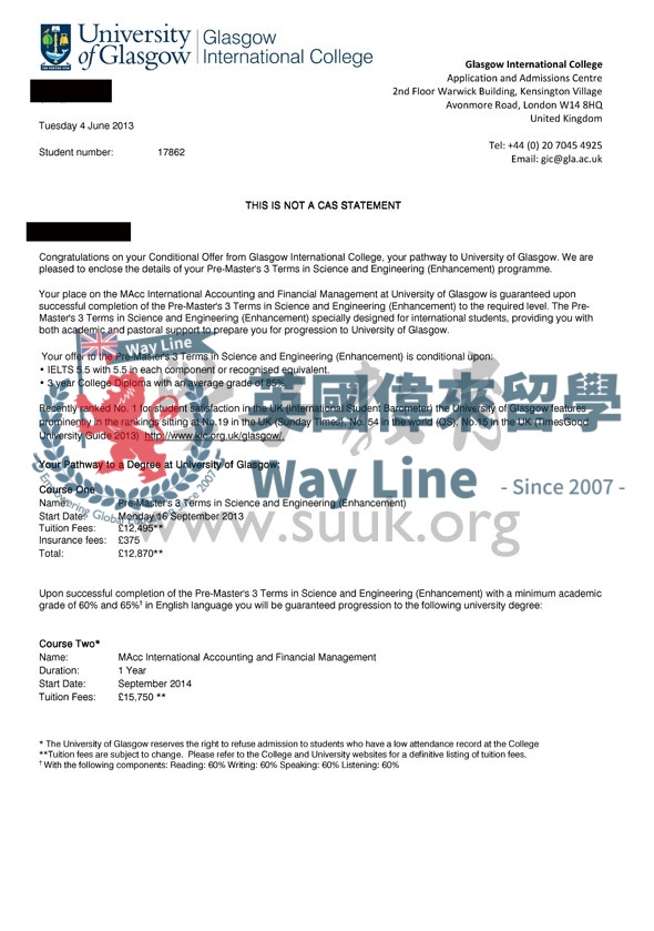 英國格拉斯哥大學MACC國際會計與財務管理預科+碩士