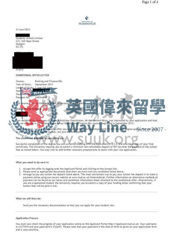 英國哈德斯菲爾德大學銀行和金融碩士