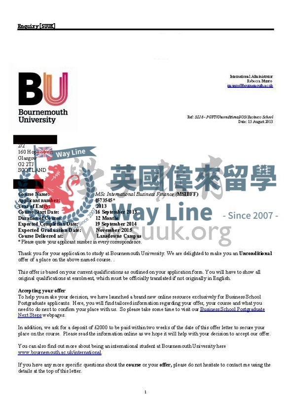 英國伯恩茅斯大學國際商務財經碩士