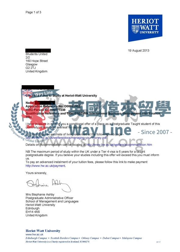 英國赫瑞瓦特大學國際商務管理與金融碩士