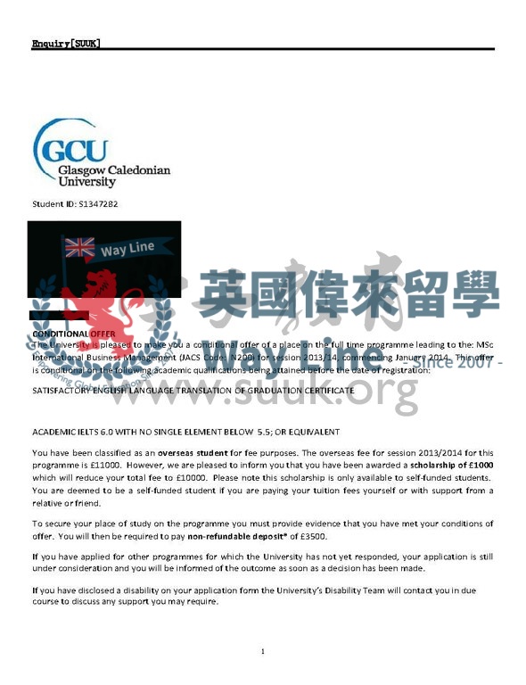 英國格拉斯哥卡里多尼亞大學國際商務管理碩士
