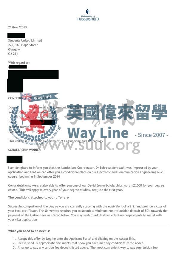 英國哈德斯菲爾德大學電子與通信工程碩士