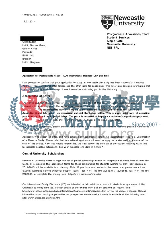英國紐卡斯爾大學國際商法碩士
