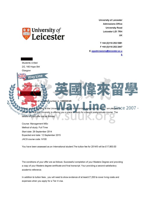 英國萊斯特大學管理學碩士